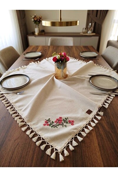 Generic Brand Moale Organic Autentic Broderie Dublu Față Brodat 95x95 cm Față...