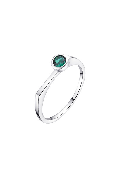 Lisa&Co. Inel Argint Round Stone 56 mm / Argint placat cu rodiu / Zircon verde