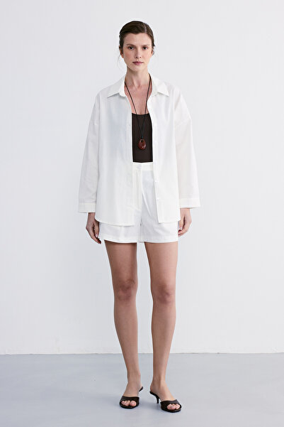 FACETTE Delya Shirt Shorts Set White