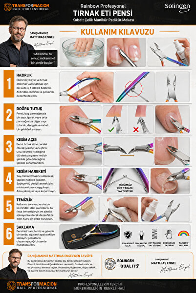 Transformacion Rainbow Profesyonel Tırnak Eti Pensi, Kobalt Çelik Manikür Pedikür Makası Solingen Profesyonel 718963