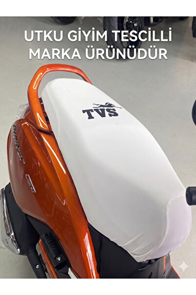 Utku Giyim TVS UYUMLU BEYAZ MOTOSİKLET KOLTUK SELE KILIFI