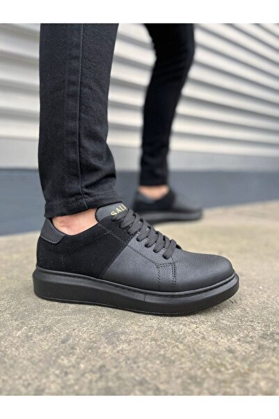 MODE STEP Jy151 Boost Lace-Up Skin Suede Men's Casual Sneaker Shoes Csst - Black