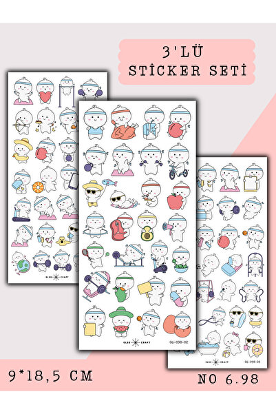 3'lü Mini Doodle Mood Spor Pilates Fitness Temalı Sticker 6.98 - Ajanda Planlayıcı Bullet Journal İçin Uygundur