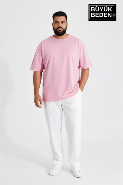 Süperlife Büyük Beden Erkek Basic Tişört – Pamuklu Düz T-Shirt 3XL-6XL SPR26B...