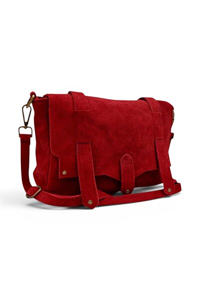 EVoStyle Geanta ME25, Piele Naturala Suede Italia, Culoare Rosu, 29 x 19 x 10...