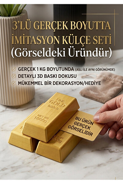 DESİGN Altın Külçe Dekorasyon Seti (3'lü)