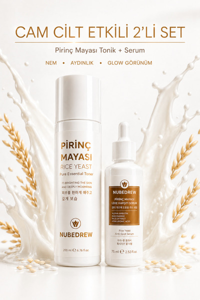 NUBEDREW Pirinç Mayası Tonik + Serum 2’li Set | Leke Karşıtı, Cilt Aydınlatıc...