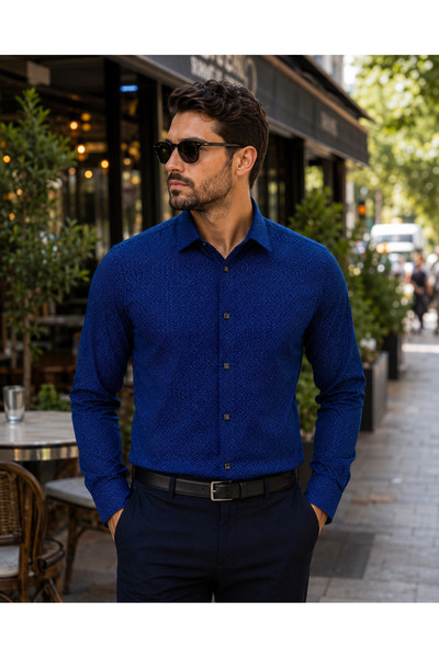 COLVIS MAN Men's Slim Fit Slim Fit Lycra Casual Stylish Shirt with Snap Buttons