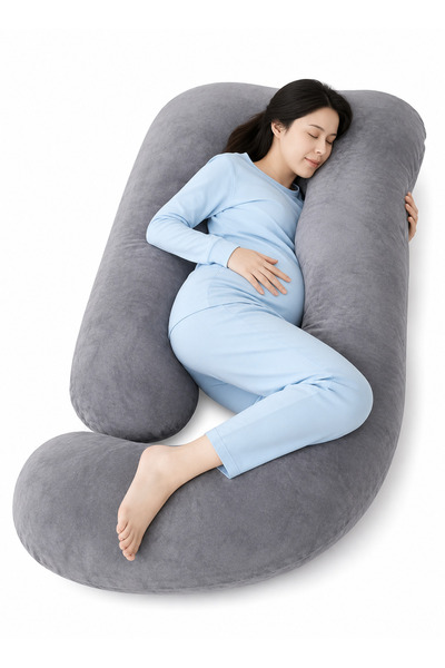 Generic Maternity Pillow Gray G-Shape, Full Body Pregnancy Support Cushion fo...