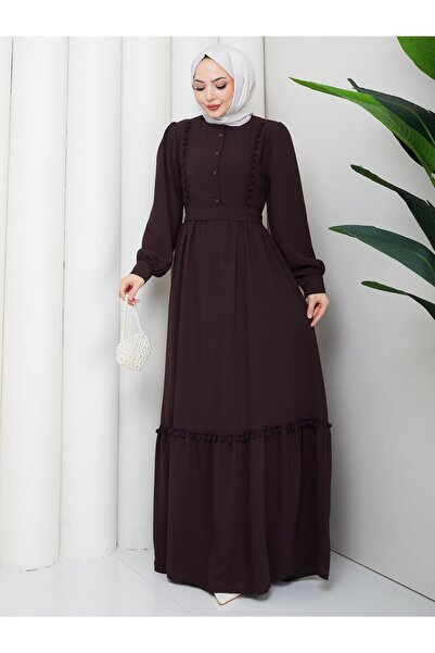 RETA MODA Women's High Collar Front Buttoned Iron-Free Sandy Crepe Belted Hij...