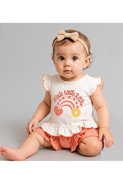 Jolly Joy Firfirli Shorts Baby Girl Top and Bottom Set Salmon