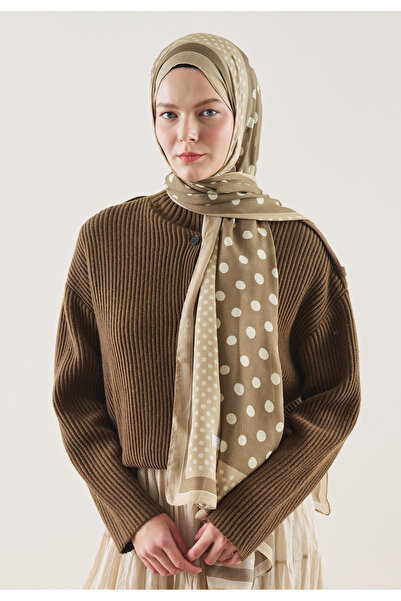 Freshscarfs Polka Dot Pattern Ramie Shawl Mink