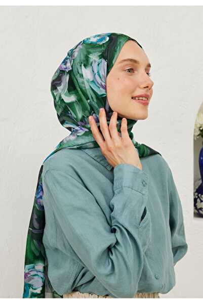 Freshscarfs Lavinia Desen Rami Şal Koyu Yeşil