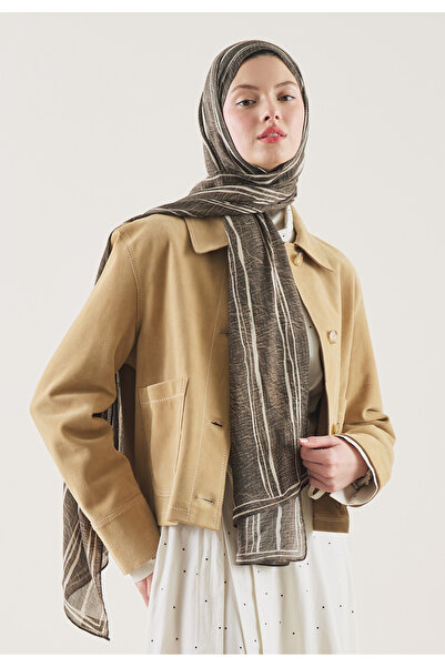 Freshscarfs Strıped Desen Rami Şal Haki