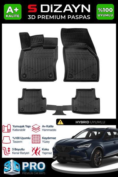 S Dizayn S-Dizayn Cupra Formentor Hybrid 3D Pro Havuzlu Paspas 2021 Üzeri A+ ...