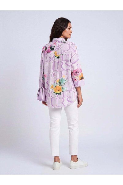 FARREN Women's Lilac Patterned Shirt – Page Fit |   Breathable Fabric |   Comfortable Form |   Daily Elegance