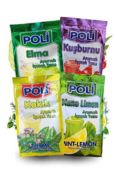 POLI Kekik, Nane Limon, Elma ve Kuşburnu Aromalı İçecek Tozu (4'lü Set)