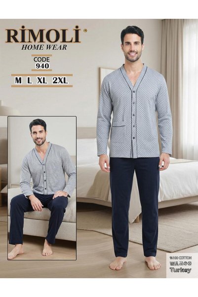 Rimoli 100% Cotton Single Jersey Buttoned Pajama Set 940