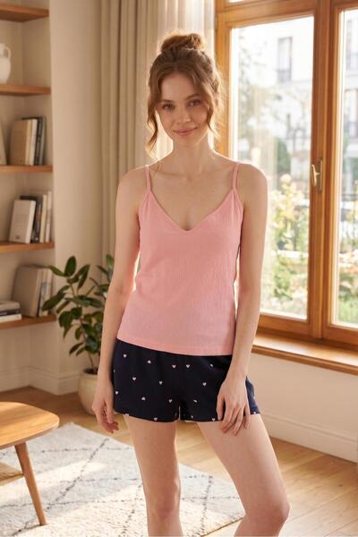 ELİTOL Bürümcük Knitted Spaghetti Strap Women's Shorts Set