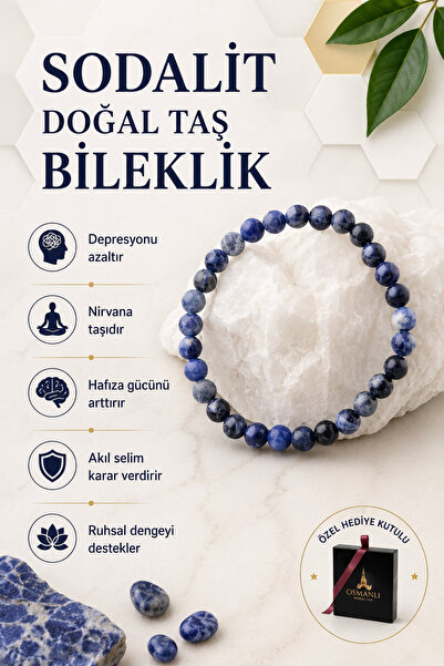 OSMANLI DOĞAL TAŞ Orijinal & Sertifikalı Sodalit Taşı Gerçek Doğal Taş Kutulu...