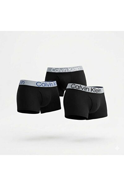 NoNameStore7 CK-Boxeri bărbătești, Set de 3, 95% Bumbac, Negru