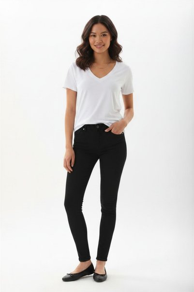 penyebizden Women's Viscose Flowy V-Neck T-Shirt White - Soft and Comfortable