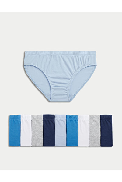 Marks & Spencer Saf Pamuklu 10'lu Brief Külot (2-14 Yaş)