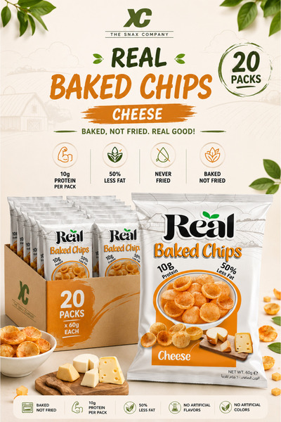 REAL Chips Cheese Baked Snack – Crispy, Cheesy & High Protein, No Preservativ...