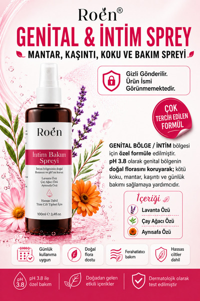 Roen Genital Bölge Koku Giderici, Kaşıntı, Akıntı Ve Mantar Giderici Intim Sp...