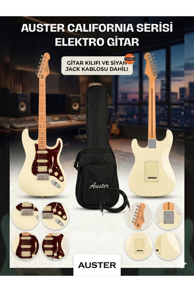 Auster AS100PRO Profesyonel Elektro Gitar - Taşıma Kılıfı + Enstrüman Kablosu...