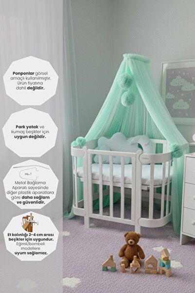 Kiddy Happy Mint Beşik Cibinliği Ve Cibinlik Aparatı