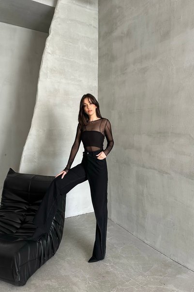 XRAY JEANS Women's High-Waisted Skirted Loose Black Jeans