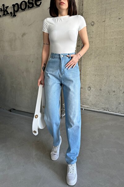 XRAY JEANS Γυναικείο ψηλόμεσο φαρδύ παντελόνι τζιν Ice Blue