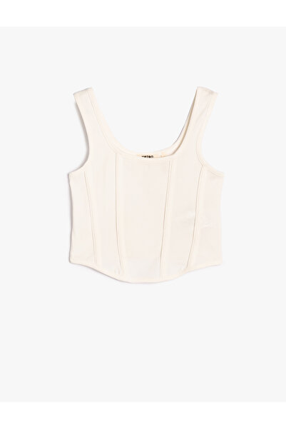 Koton Crop Undershirt Thick Strap Ribbed Cotton