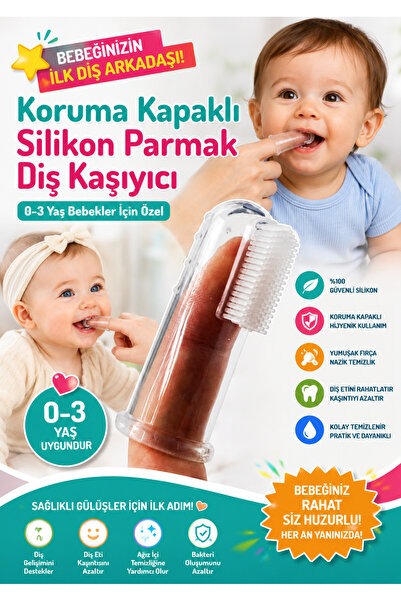 Özlem Toys Koruma Kapaklı Silikon Bebek Çocuk Damak Diş Kaşıyıcı Diş Fırçası