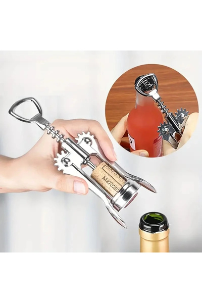MyBru Professional Krom Tirbuşon Metal Tirbüşon Şarap Şişe Açacağı Türbişon T...