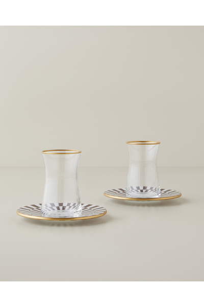 English Home Emberly Cam 4 Parça 2 Kişilik Çay Seti 165 ml Kahverengi-Gold