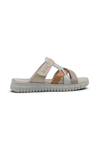 Shoes Mr White Orthopedic Crossed Strap Genuine Leather Women's Slippers