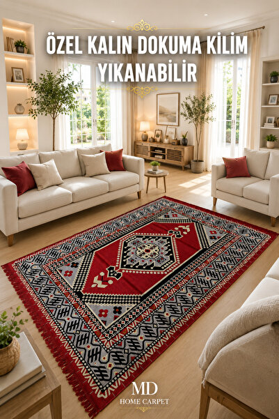 mdhomecarpet Türkiye Şark Köşesi Halısı - Otantik Kilim Desenli, Doğal Dokulu...