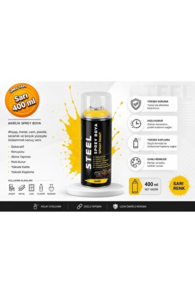 STEEL Akrilik Sprey Boya Sarı 400 ml