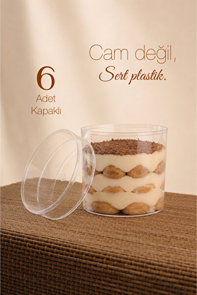 6-Piece Round Tiramisu Cup Mica Bowl Presentation Container with Plastic Transparent Lid Dessert & Appetizer and Salad Container