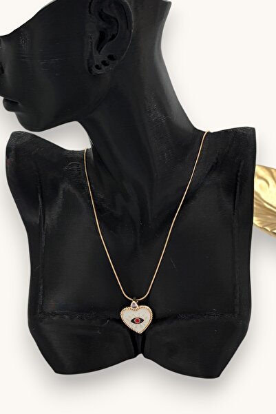 nftart.design Steel Necklace with Heart and Evil Eye Detail