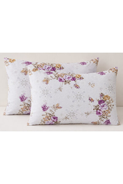 GÜZEL KAMAN Pillow Case 2 Pieces Floral Cream Purple Coffee Yellow (48X65) Qu...