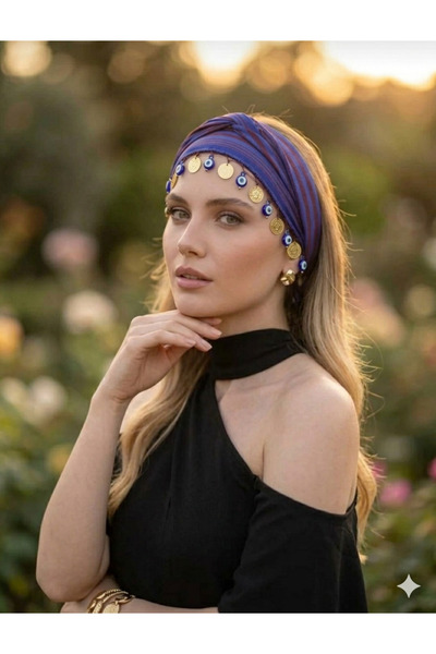 ASYA PAZARLAMA 5 броя черноморски бордо сини шалове с много мъниста и лири, ш...