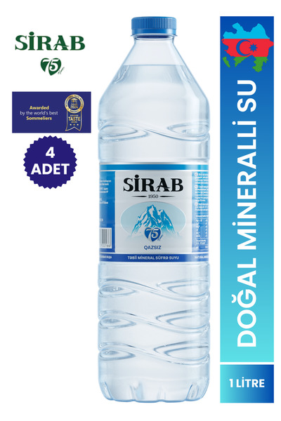 SİRAB Doğal Mineralli Su Qazsız 1 Litre 4 Adet