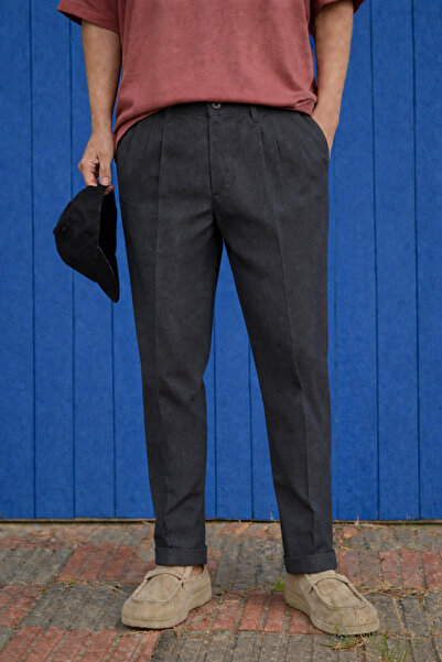 DAMGA JEANS Men's Premium Loose Fit Smoked Italian Fabric Trousers