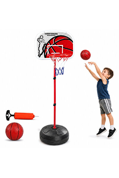 KidProtect Set Cos Baschet Copii Cu Picior, Minge Inclusa, Inel Metalic Inter...