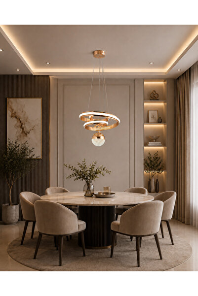 ARYA MODERN TEKLI LED GOLD SARKIT AVİZE,3 RENK YANABİLEN MODERN AVİZE,SALON LED AVİZE