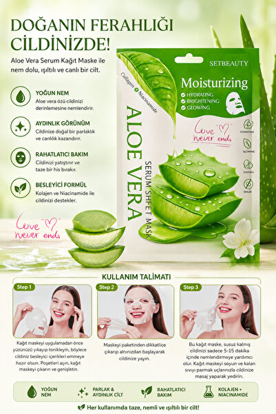 SETBEAUTY Natural 100% Aloe Vera Serum Sheet Mask