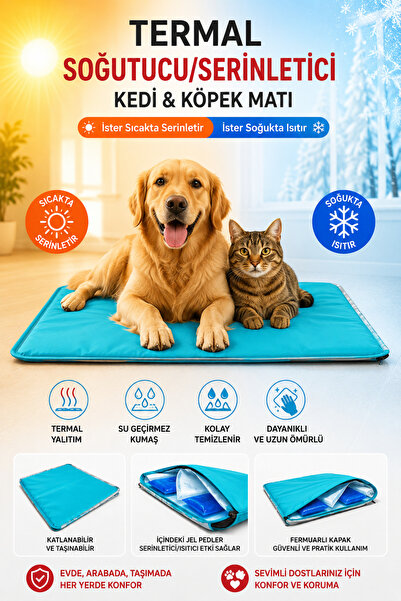 Glipet Termal Soğutucu/Serinletici Kedi Köpek Matı Turkuaz